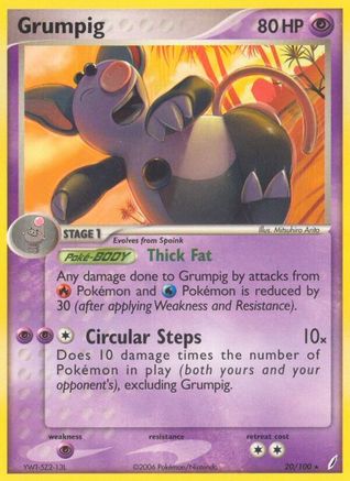 Grumpig - 20/100 - Rare - Reverse Holo