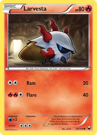 Larvesta (20) - 20/108 - Common - Reverse Holo