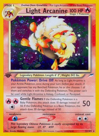 Light Arcanine 012 - Unlimited Holofoil Neo Destiny - Holo Rare