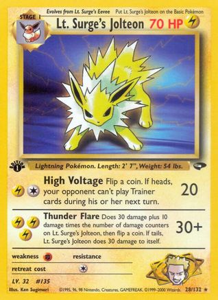 Lt. Surge's Jolteon 028 - Unlimited Gym Challenge - Rare