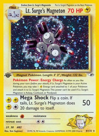 Lt. Surge's Magneton 008/132 - Unlimited Holofoil Gym Heroes - Holo Rare
