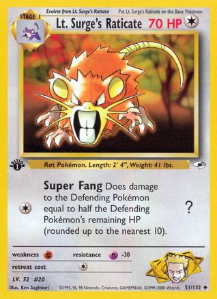 Lt. Surge's Raticate 051 - Unlimited Gym Heroes - Uncommon