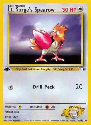 Lt. Surge's Spearow (52) 052 - Unlimited Gym Heroes - Uncommon