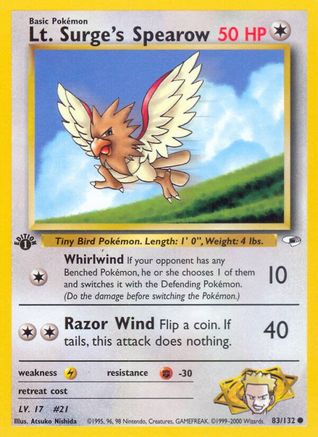 Lt. Surge's Spearow (83) 083 - 1st Edition Gym Heroes - Common