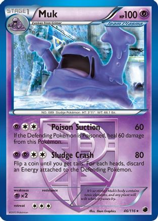 Muk (Team Plasma) 046/116  - Reverse Holofoil Plasma Freeze - Rare