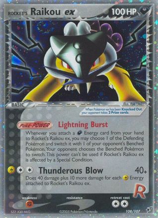 Rocket's Raikou ex 108/107 - Holofoil Deoxys - Secret Rare