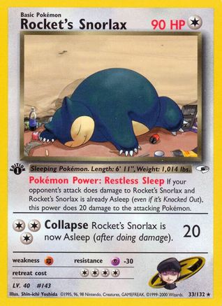 Rocket's Snorlax 033/132 - Unlimited Gym Heroes - Rare