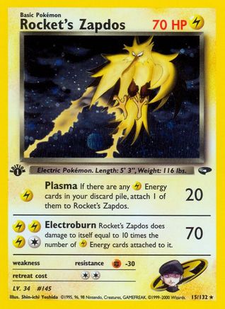 Rocket's Zapdos - Unlimited Holofoil Gym Challenge - Holo Rare