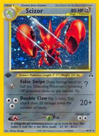 Scizor (10) 010/75 - 1st Edition Holofoil Neo Discovery - Holo Rare