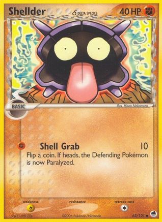 Shellder (Delta Species) 063/101 - Reverse Holofoil Dragon Frontiers - Common