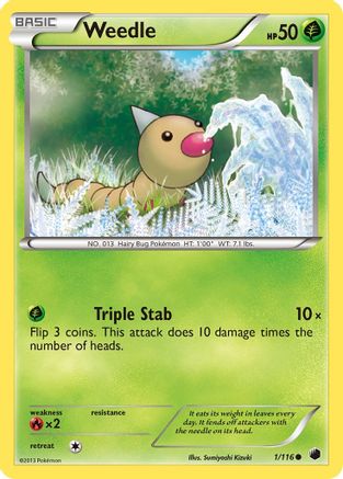 Weedle - 1/116 - Common - Reverse Holo