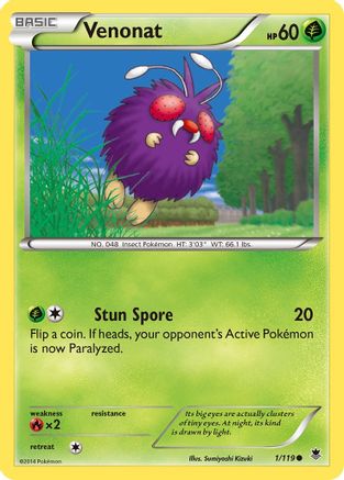 Venonat - 1/119 - Common - Reverse Holo