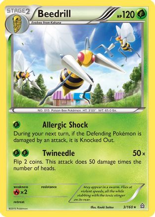Beedrill - 3/160 - Rare - Reverse Holo