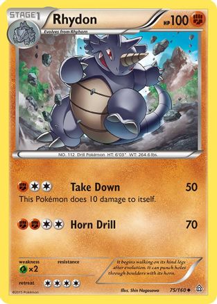 Rhydon - 75/160 - Uncommon - Reverse Holo