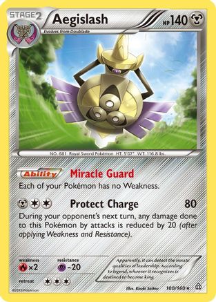 Aegislash - 100/160 - Holo Rare - Reverse Holo