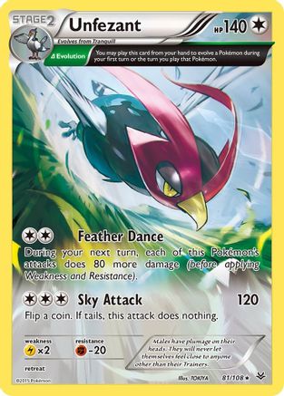 Unfezant (81 Delta) 081/108 - Reverse Holofoil XY Roaring Skies - Rare