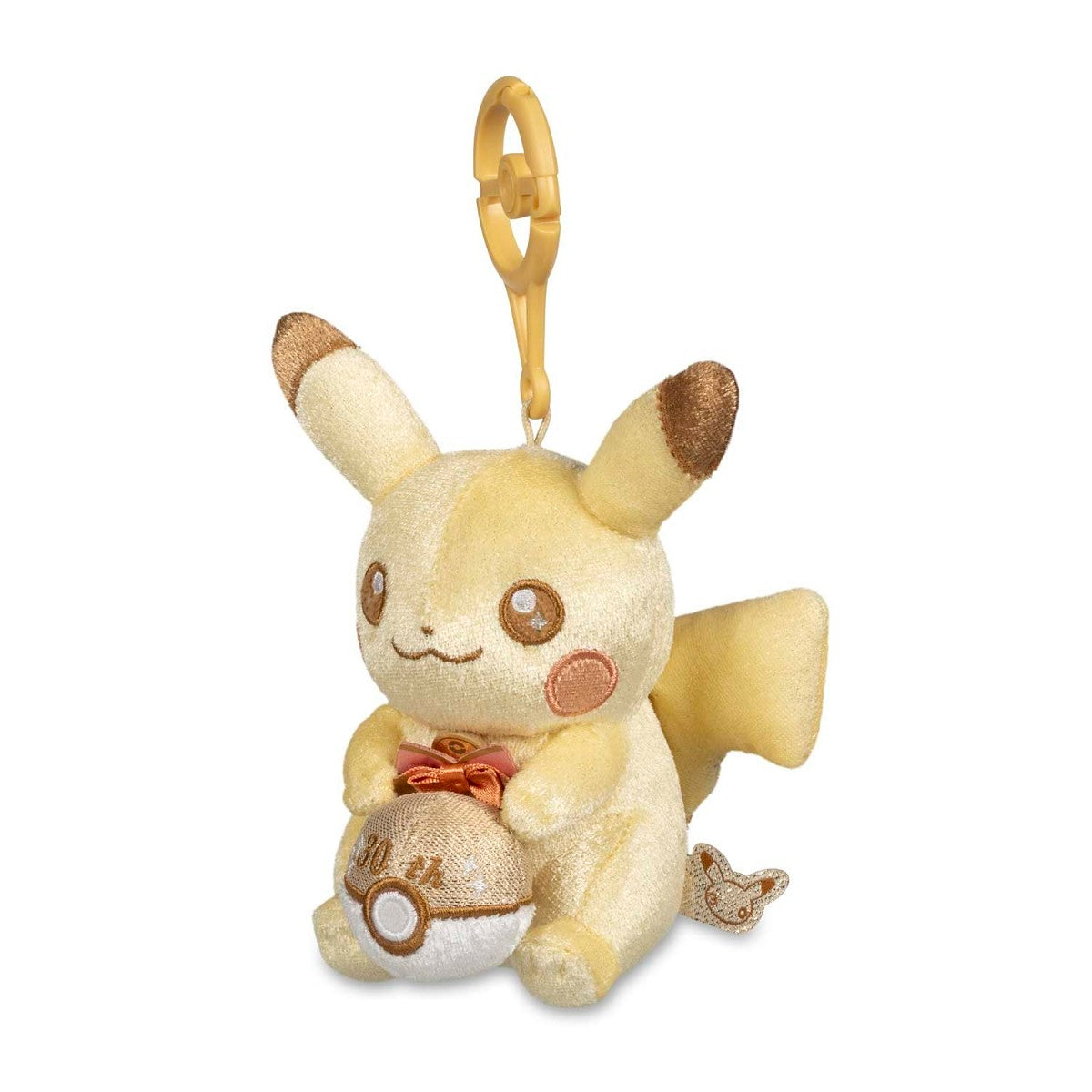 Gold Shiny Pikachu 30th Celebration Plush Key Chain - Pokemon Center Plush