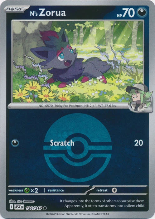 N's Zorua (Poke Ball) - 136/217 - Common - Reverse Holo