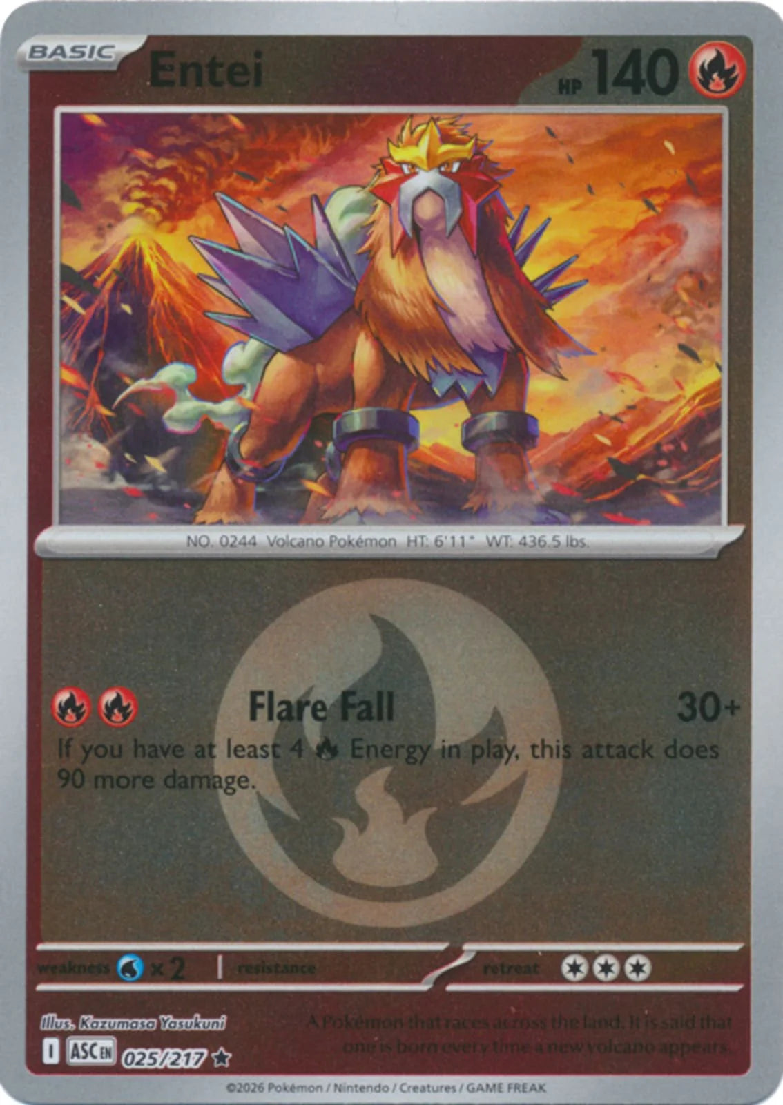 Entei (Energy Symbol Pattern) - 025/217 - Rare - Reverse Holo