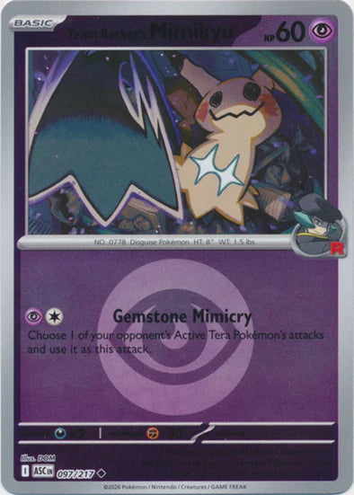 Team Rocket's Mimikyu (Energy Symbol Pattern) - 097/217 - Uncommon - Reverse Holo
