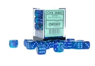 Chessex - 12D6 - Gemini - Translucent Blue-Blue/Light Blue Luminary