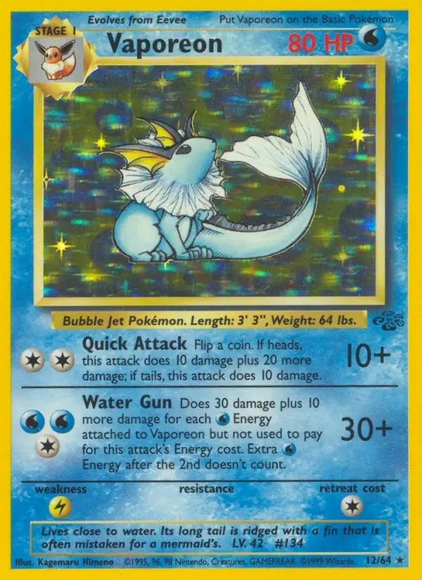 Vaporeon - 12/64 - Holo Rare - Unlimited