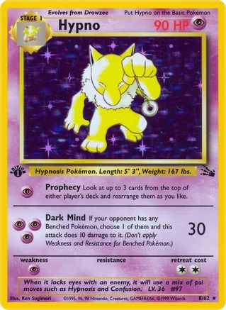 Hypno (8) 008/62  - Unlimited Holofoil Fossil - Holo Rare