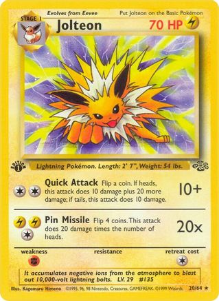 Jolteon - 20/64 - Rare - 1st Edition