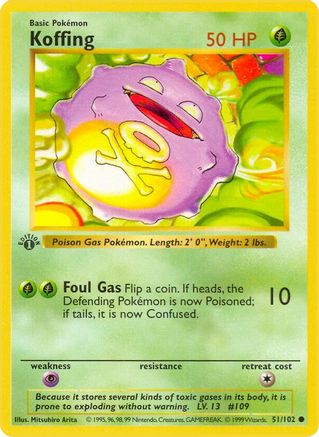 Koffing 051/102  - Unlimited Base Set Shadowless - Common