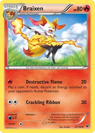 Braixen - 12/124 - Uncommon - Reverse Holo