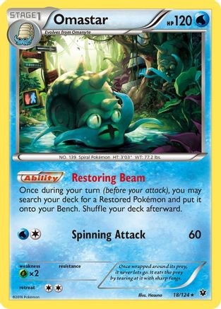 Omastar - 18/124 - Rare - Reverse Holo