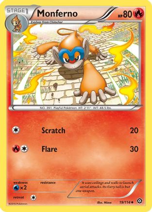 Monferno - 19/114 - Uncommon - Reverse Holo