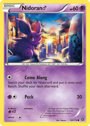 Nidoran M - 43/114 - Common - Reverse Holo
