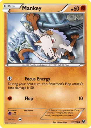 Mankey - 52/114 - Common - Reverse Holo