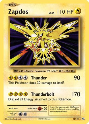 Zapdos - 42/108 - Holo Rare - Reverse Holo