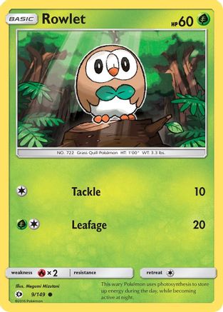 Rowlet - 9/149 - Common - Reverse Holo