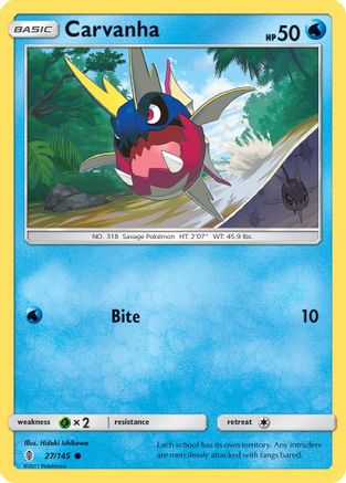 Carvanha  - Reverse Holofoil SM  Guardians Rising - Common