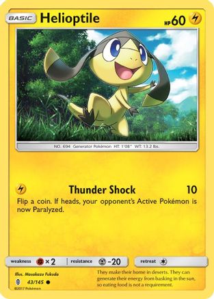 Helioptile  - Reverse Holofoil SM  Guardians Rising - Common