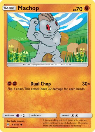 Machop (62) (62) 062  - Reverse Holofoil SM  Guardians Rising - Common
