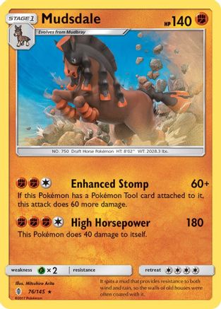 Mudsdale 076  - Holofoil SM  Guardians Rising - Holo Rare