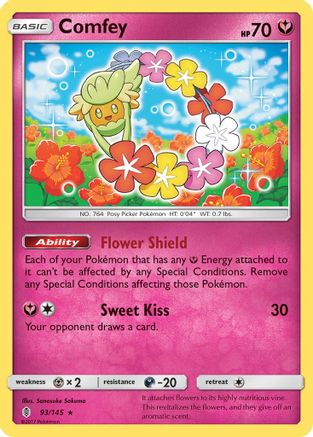 Comfey 093  - Holofoil SM  Guardians Rising - Holo Rare