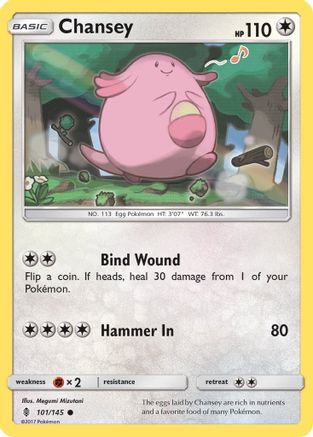Chansey 101  - Reverse Holofoil SM  Guardians Rising - Common