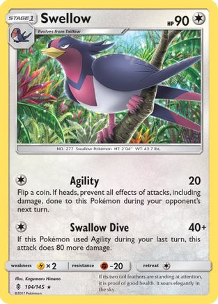 Swellow  SM  Guardians Rising - Rare