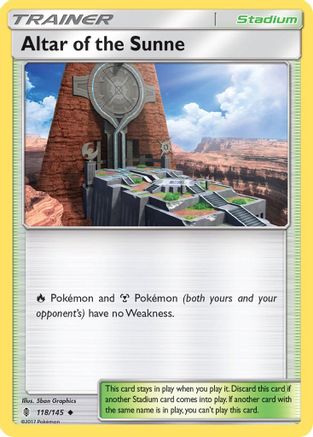 Altar of the Sunne 118/145  - Reverse Holofoil SM  Guardians Rising - Uncommon