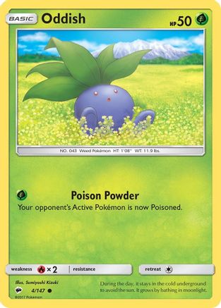Oddish 004  - Reverse Holofoil SM  Burning Shadows - Common