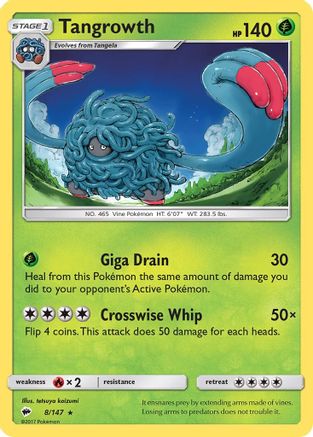 Tangrowth  - Reverse Holofoil SM  Burning Shadows - Rare