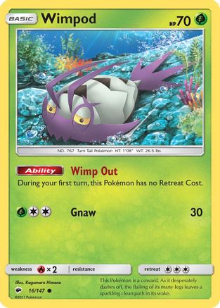 Wimpod 016  - Reverse Holofoil SM  Burning Shadows - Common