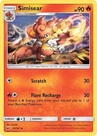 Simisear  - Reverse Holofoil SM  Burning Shadows - Uncommon