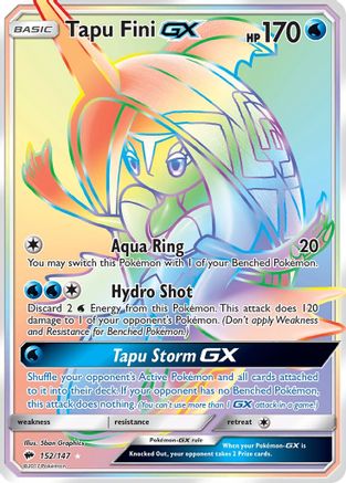 Tapu Fini GX (Secret)  - Holofoil SM  Burning Shadows - Secret Rare