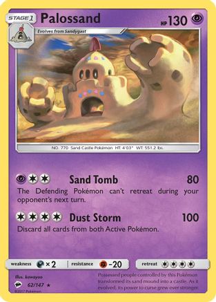 Palossand 062  - Reverse Holofoil SM  Burning Shadows - Holo Rare